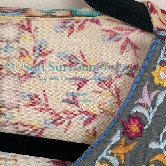 Soft Surroundings Fifi Velvet Embroidered 3/4 Flare Bell Sleeve Tunic Top - Picture 6 of 8